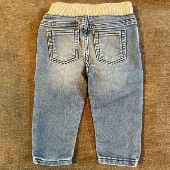 Gap Baby Denim Pull On Jeans 6-12 Months Slim Fit Elastic Waist Light Blue - Picture 2 of 4